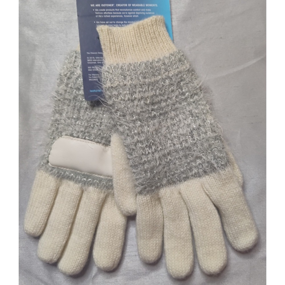 ISOTONER Women One Size Ivory Acrylic Blend Lined Gloves NEW - Picture 2 of 9
